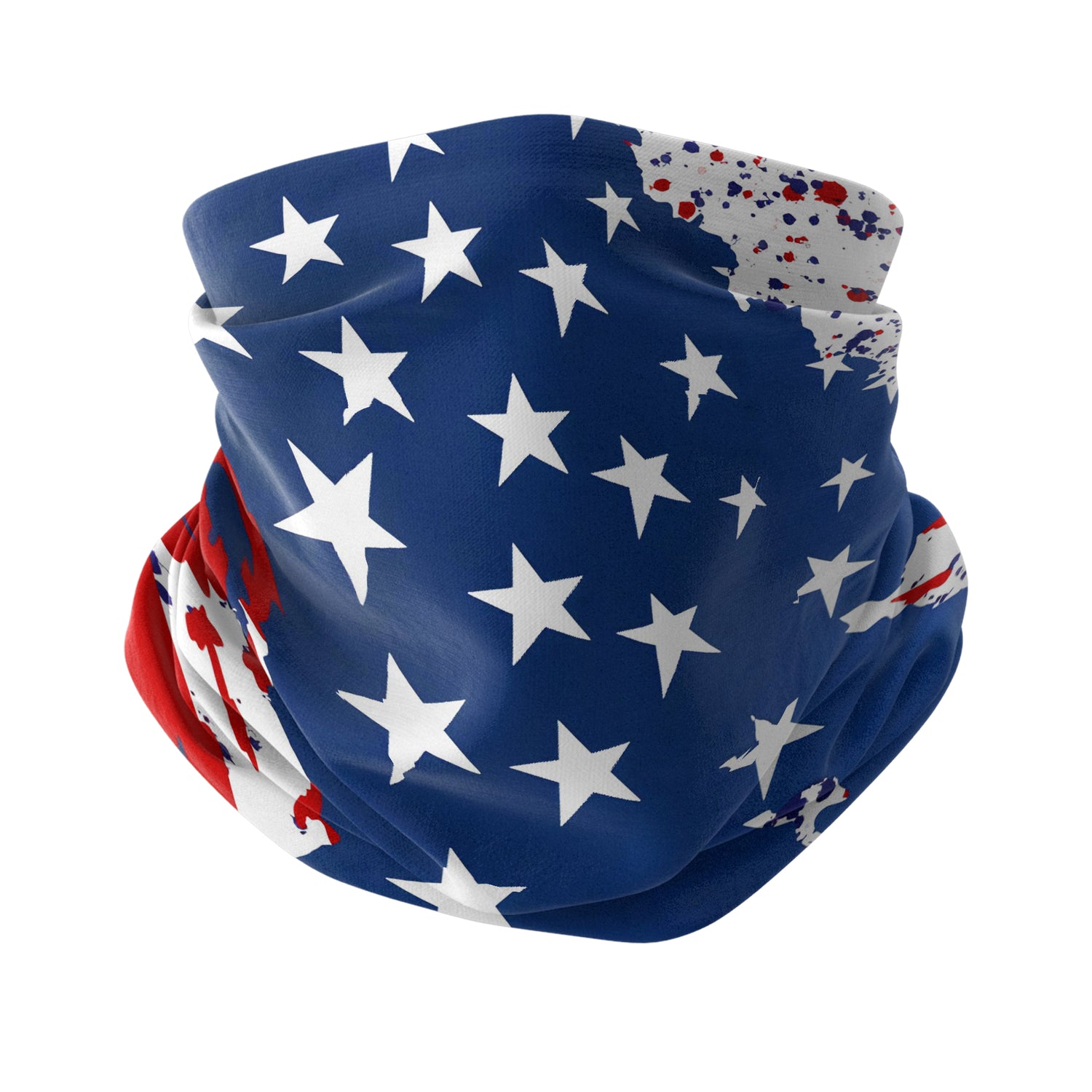 Kırmızı Mavi Yıldız Sıçrama Desenli Çok Amaçlı Boyunluk | Unisex Neck Gaiter Headwear