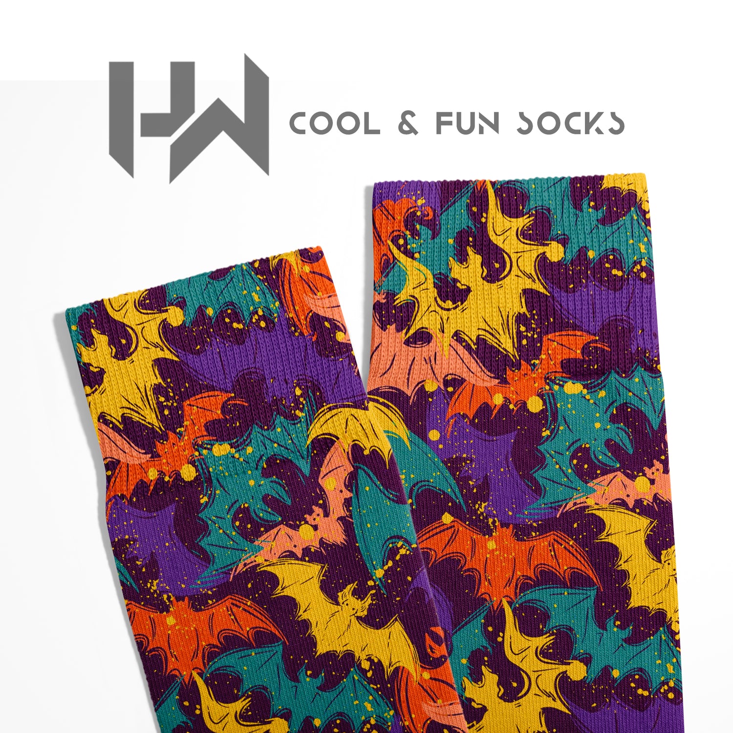 Bat Patterned Psychedelic Ankle Socks Digital Printed Unisex – DRY TOUCH® Performance Socks