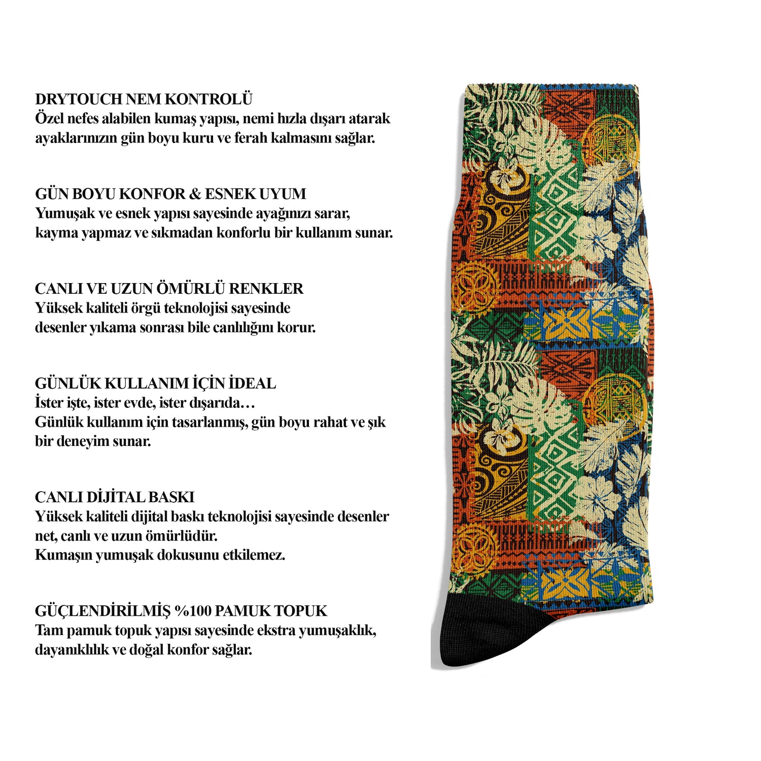 Tropical Forest and Hawaii Inspired Summer Sock Digital Print Unisex – Breathable Performance Series