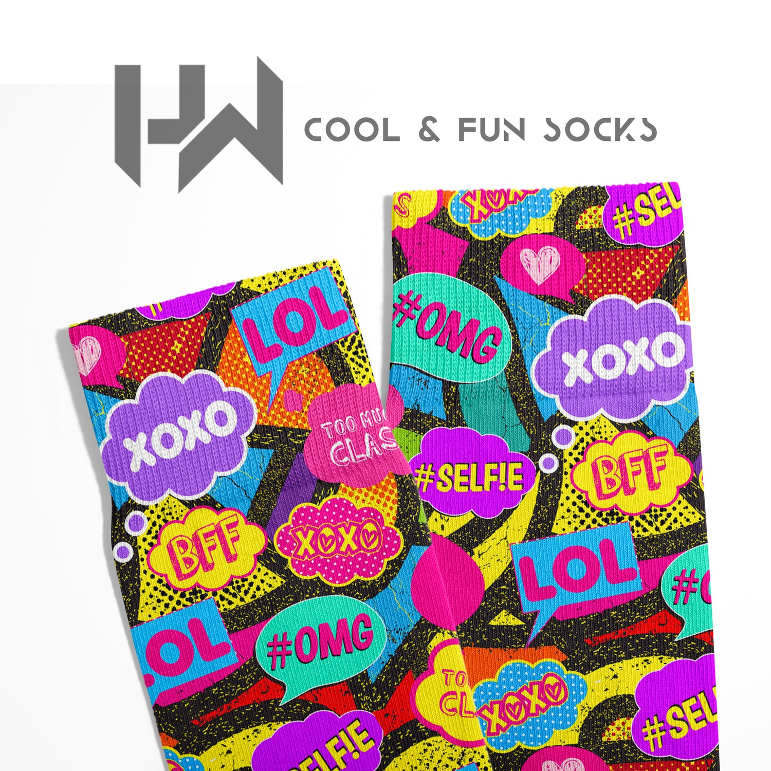 Emoji and Message Bubble Themed Dynamic Ankle Socks Digital Printed Unisex – Breathable Performance Series