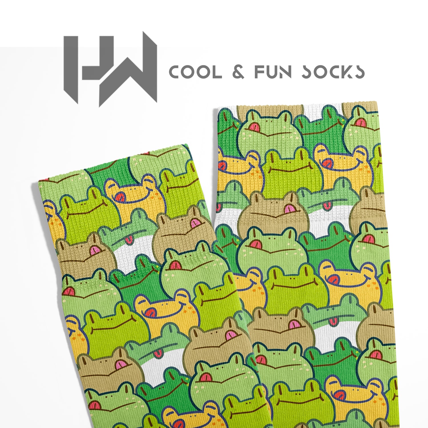 Cheerful Frog Pack Cute Character Design Ankle Socks Digital Printed Unisex – Breathable Performance Series