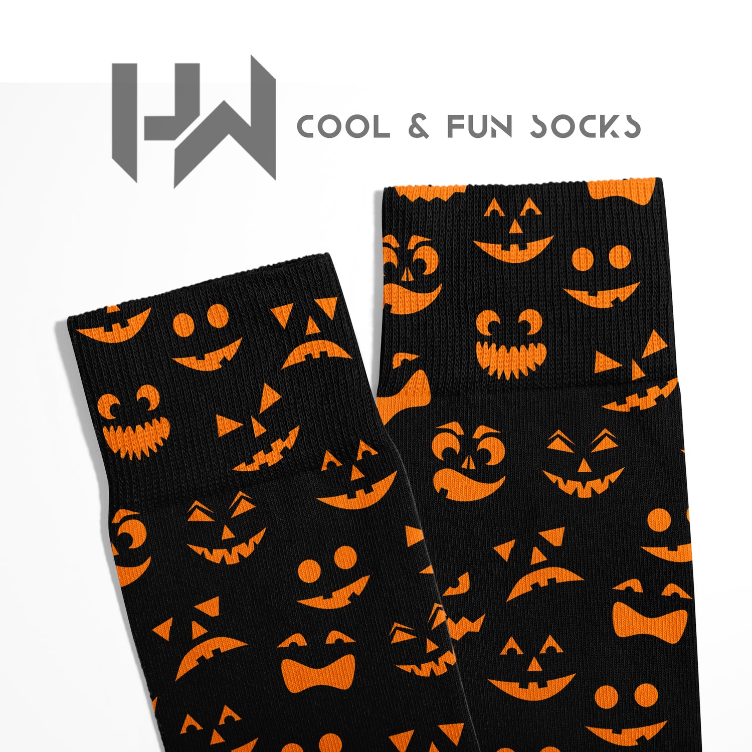 Smiling Pumpkin Face Halloween Ankle Socks Digitally Printed Unisex – Breathable Performance Series