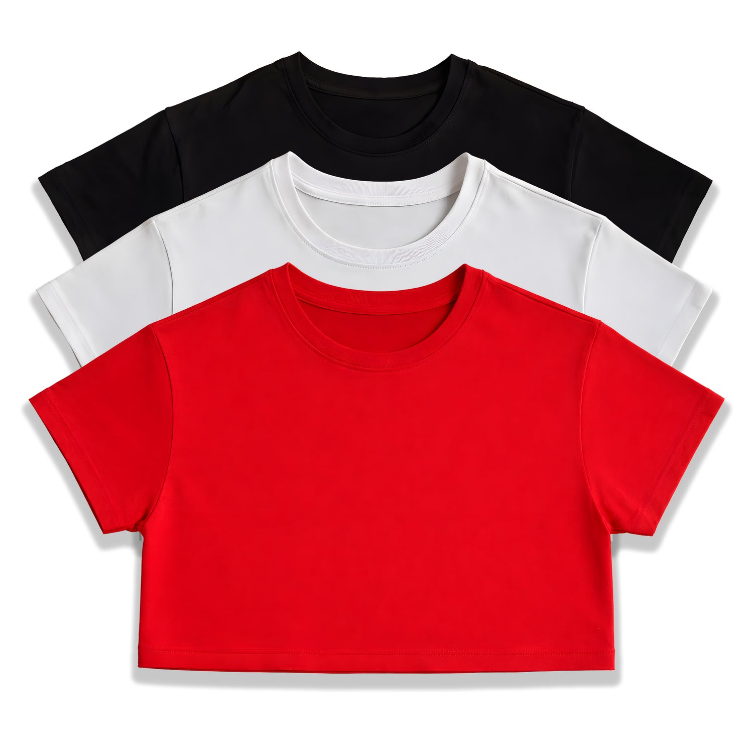 Headwear Oversize Women's Crop Top 3-Pack (Black, White, Red)