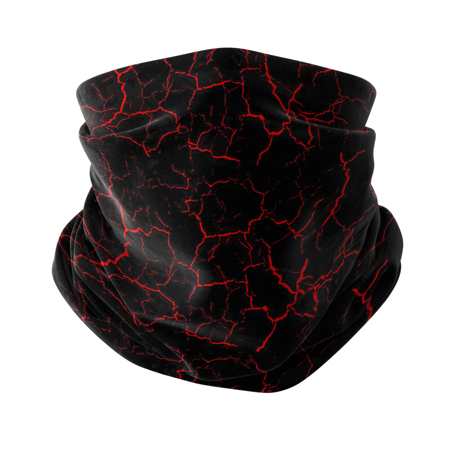 Black Volcanic Red Pattern Multi-Purpose Neck Gaiter | Unisex Neck Gaiter Headwear
