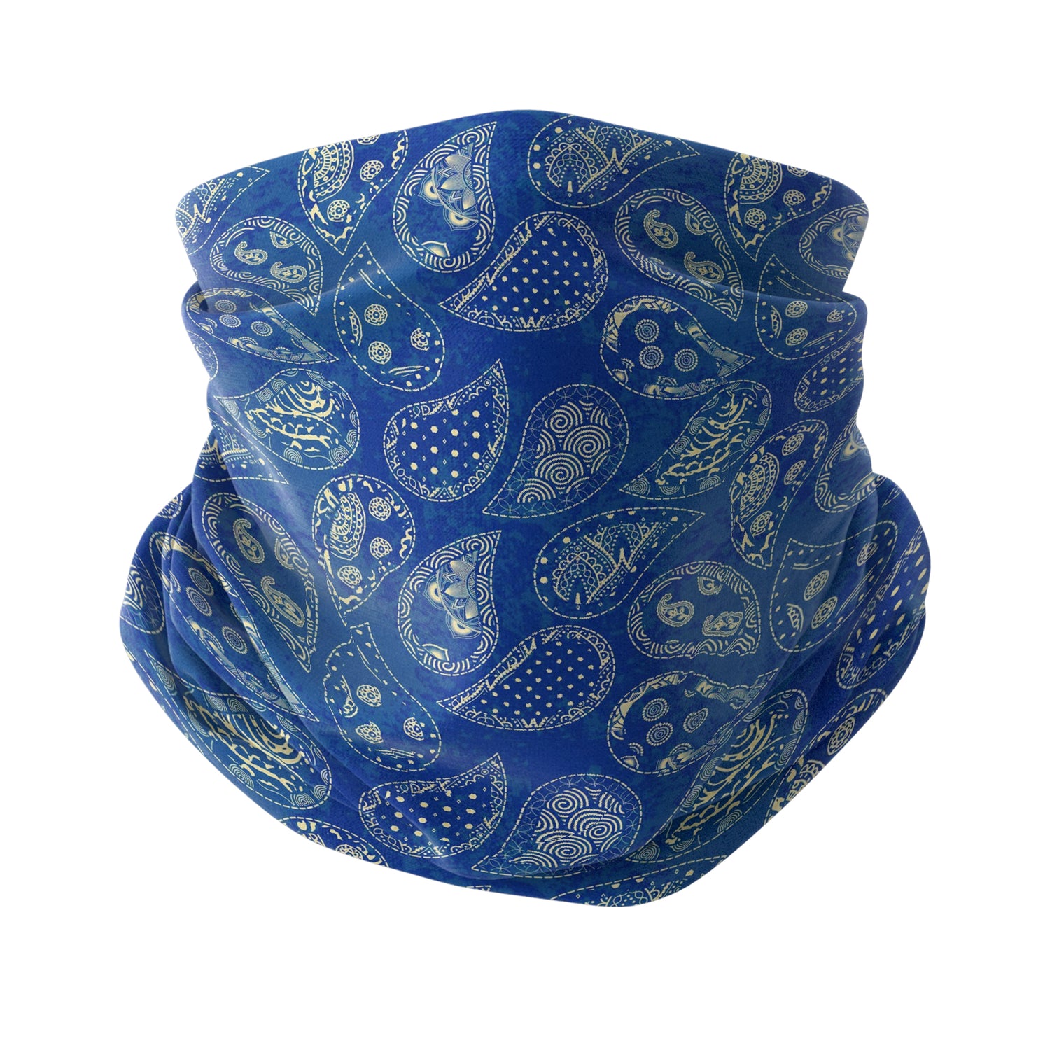 Indigo Shawl Pattern Neck Gaiter Unisex Neck Gaiter Headwear Outdoor Sports