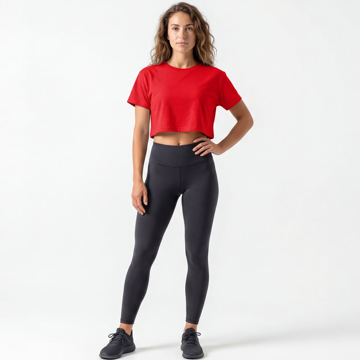 Headwear Oversize Kadın Crop Top 2’li Paket (Kırmızı & Siyah)