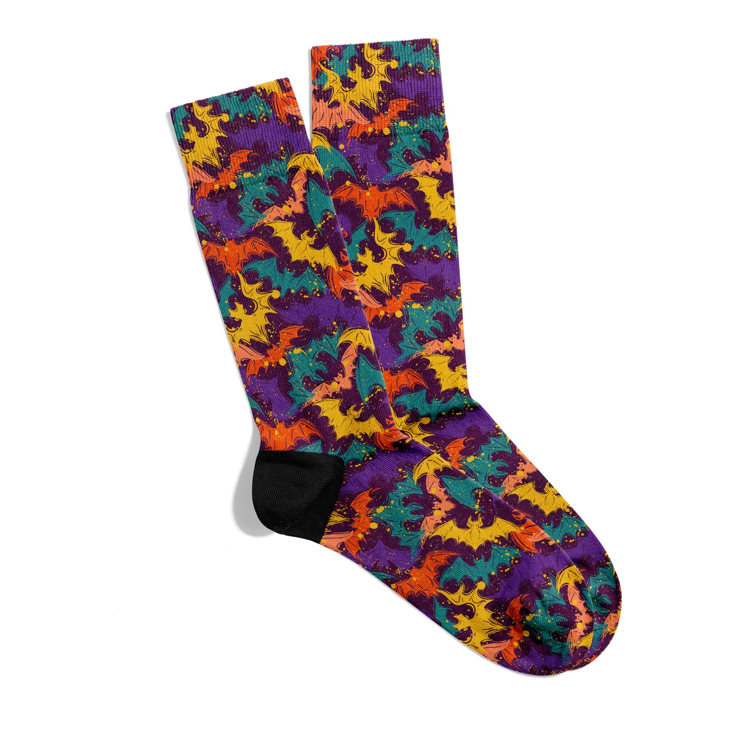 Bat Patterned Psychedelic Ankle Socks Digital Printed Unisex – DRY TOUCH® Performance Socks