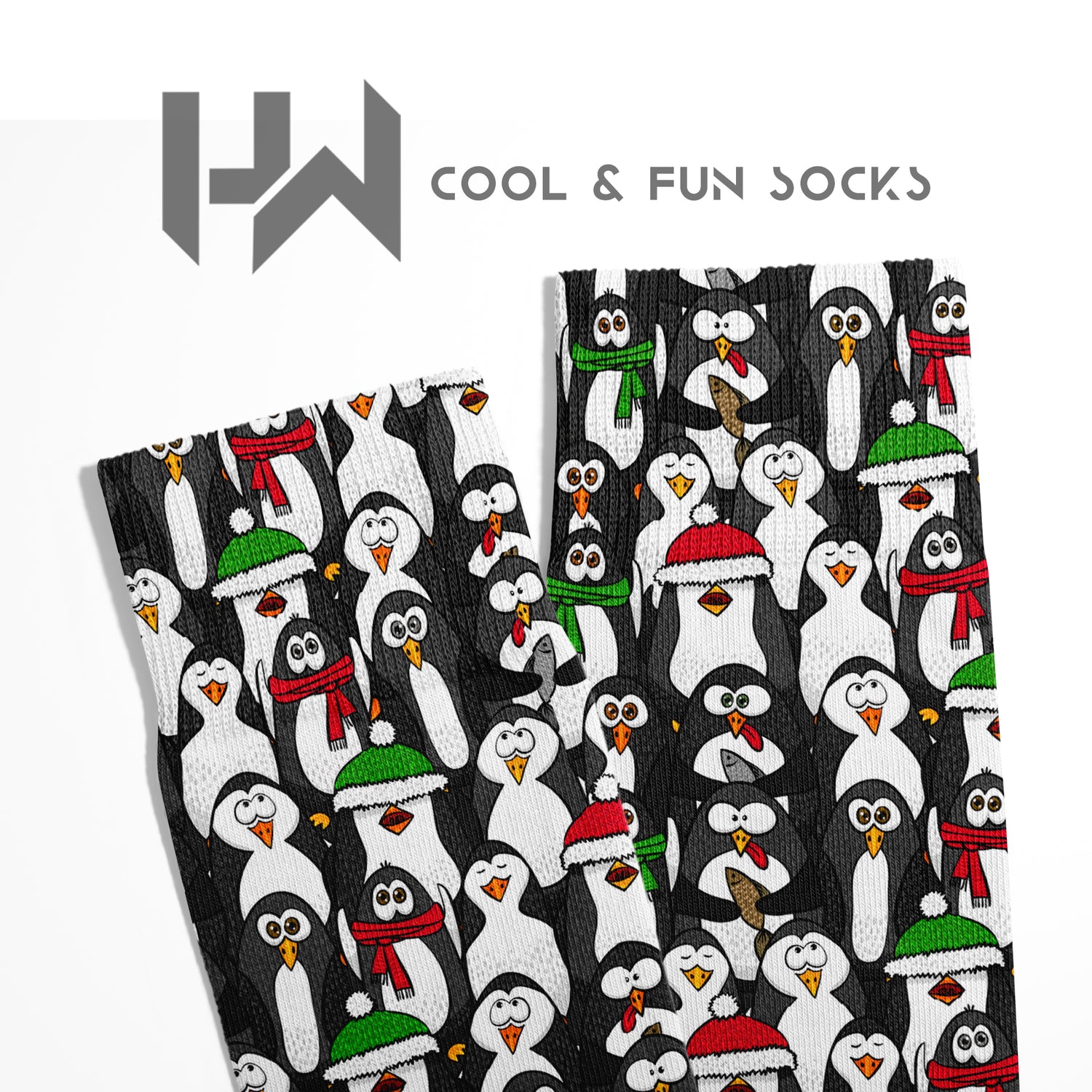 Penguin Winter Themed Digitally Printed Unisex Ankle Socks – DRY TOUCH® Performance Socks