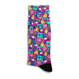 Smiling Face Colorful Graffiti Ankle Socks Digital Printed Unisex – Breathable Performance Series