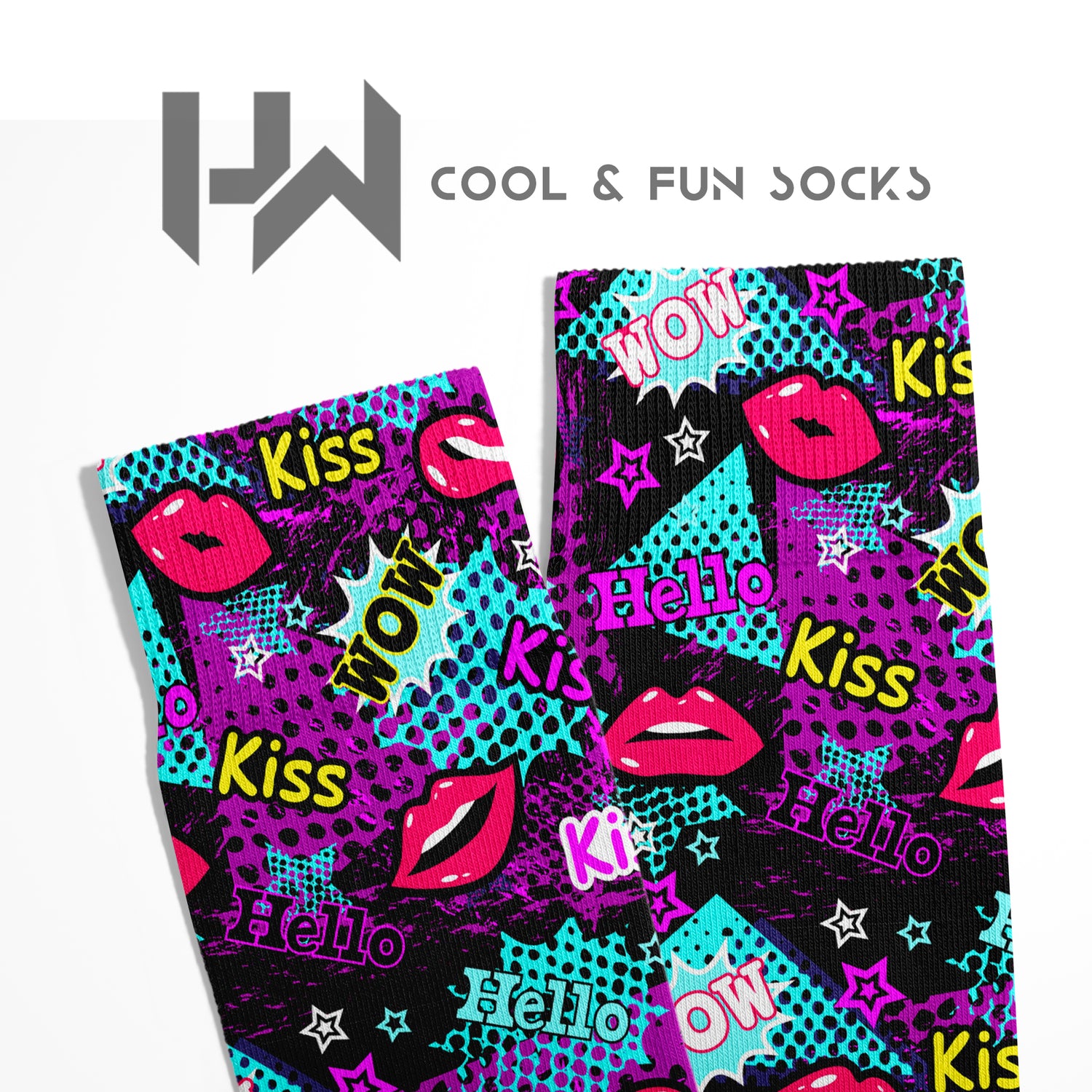 Lip Pattern Pop-Art Design Ankle Socks Digital Print Unisex – Breathable Performance Series