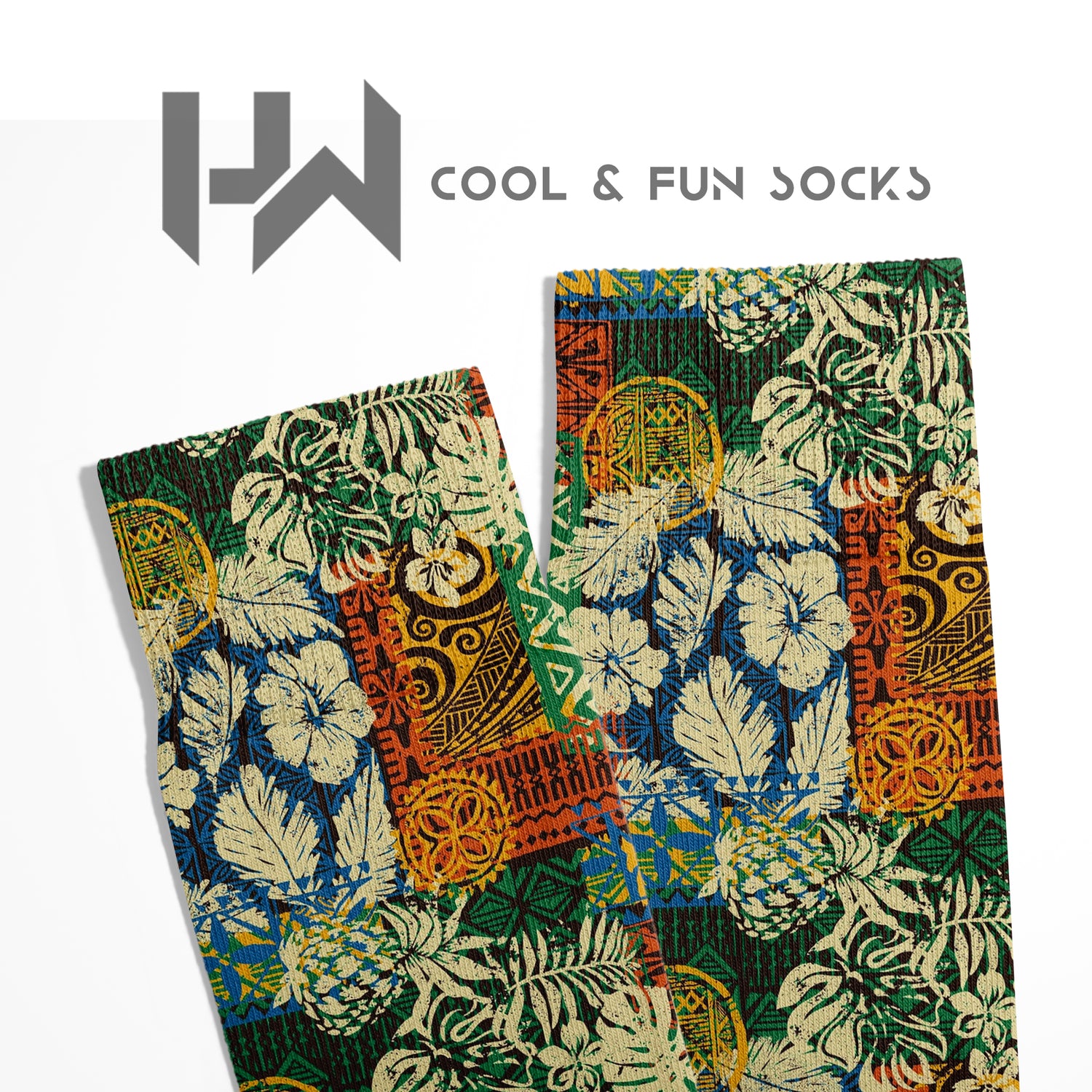 Tropical Forest and Hawaii Inspired Summer Sock Digital Print Unisex – Breathable Performance Series