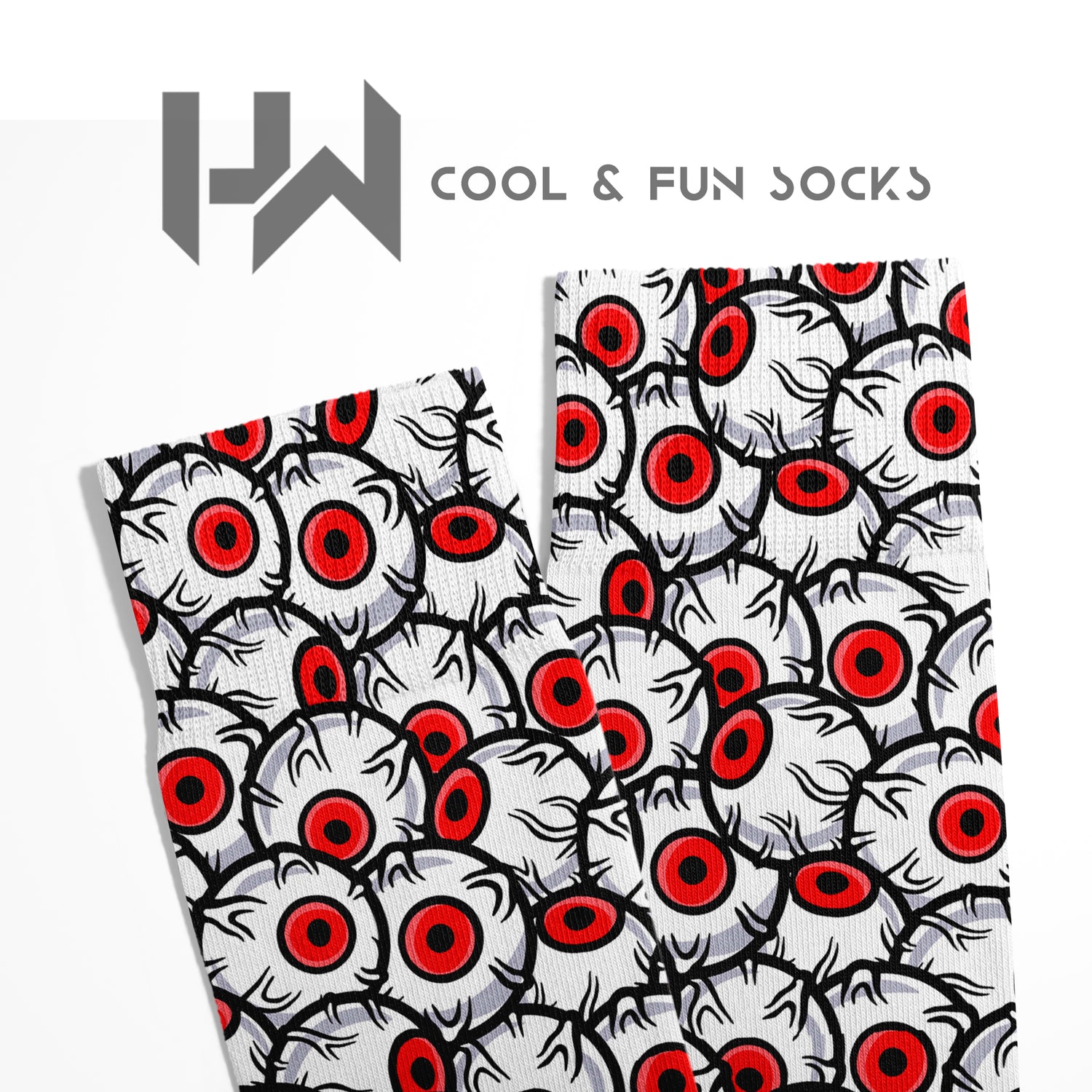 Red Eye Themed Design Socks Digital Print Unisex – Breathable Performance Series