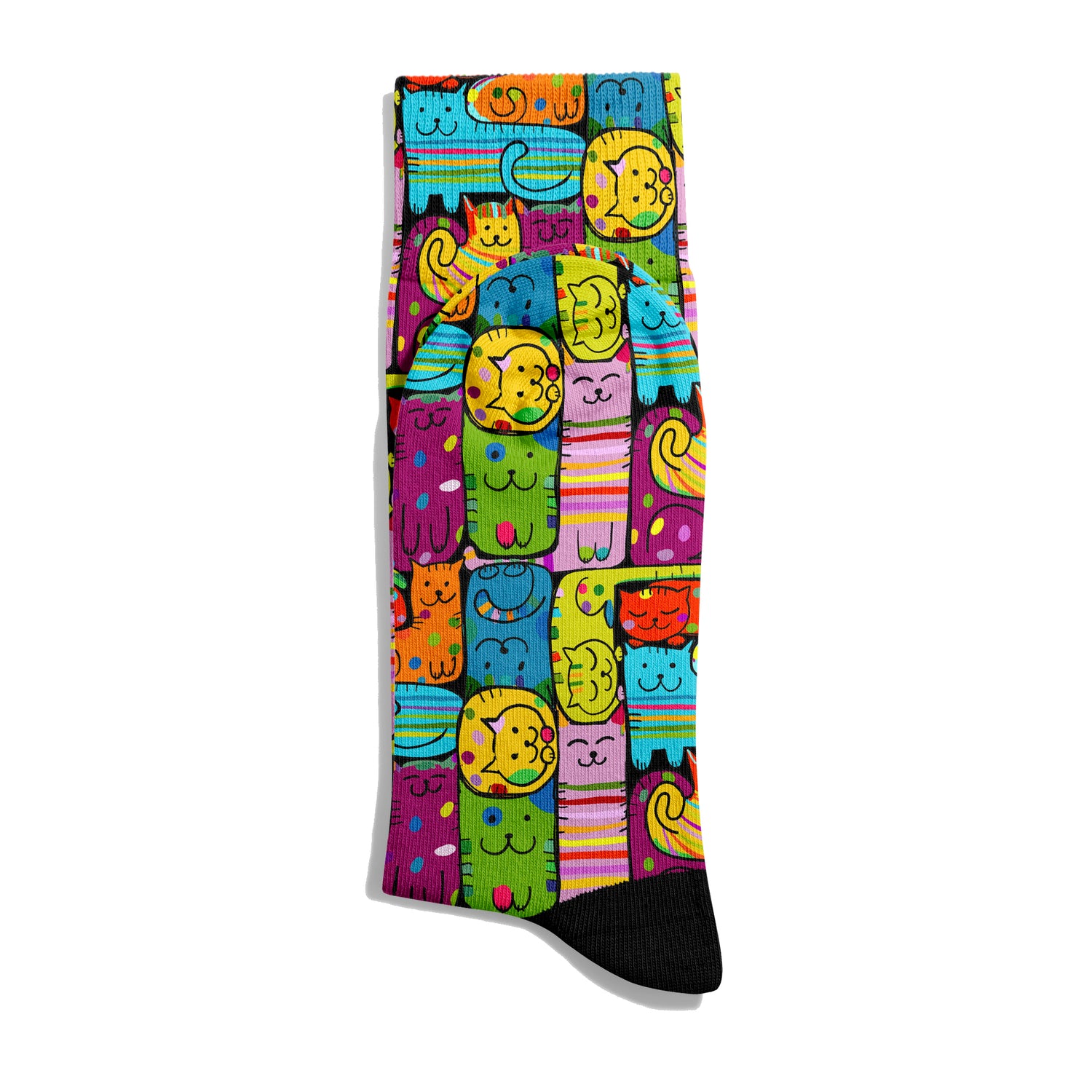 Rainbow Cats Colorful Pop-Art Design Socket Socks Digitally Printed Unisex – Breathable Performance Series
