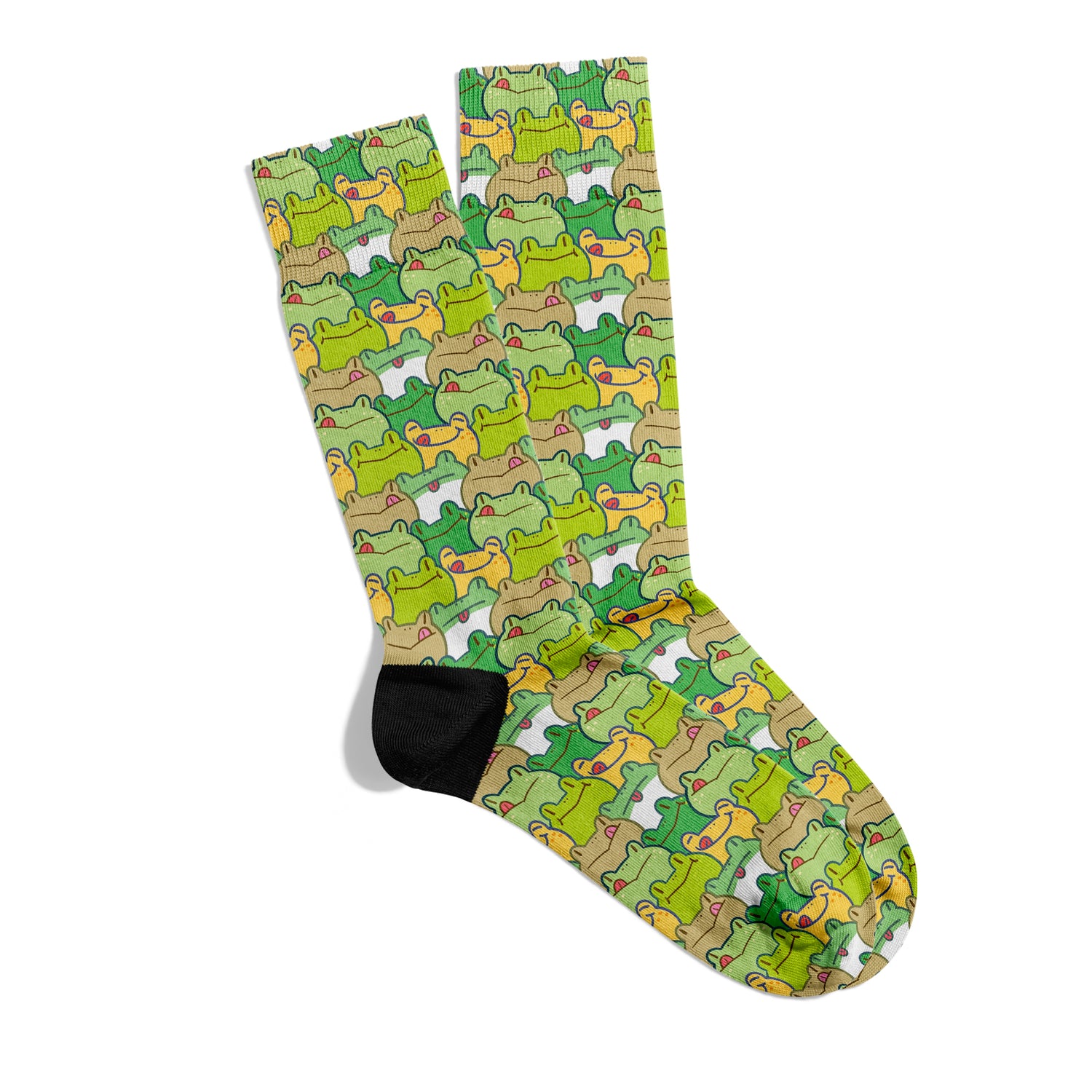 Cheerful Frog Pack Cute Character Design Ankle Socks Digital Printed Unisex – Breathable Performance Series