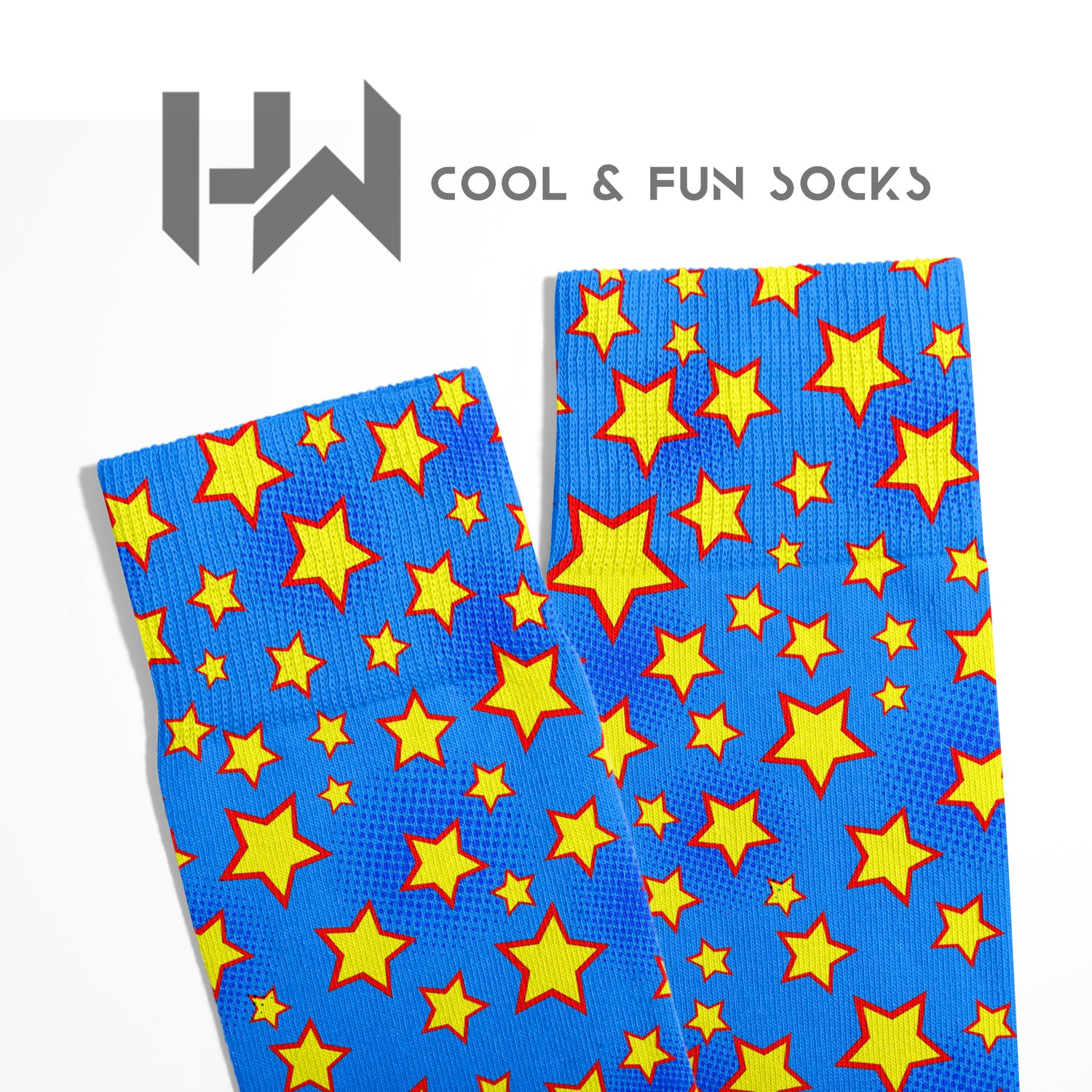 Sky Blue Dynamic Socket Socks with Bright Star Pattern Digitally Printed Unisex – Breathable Performance Series