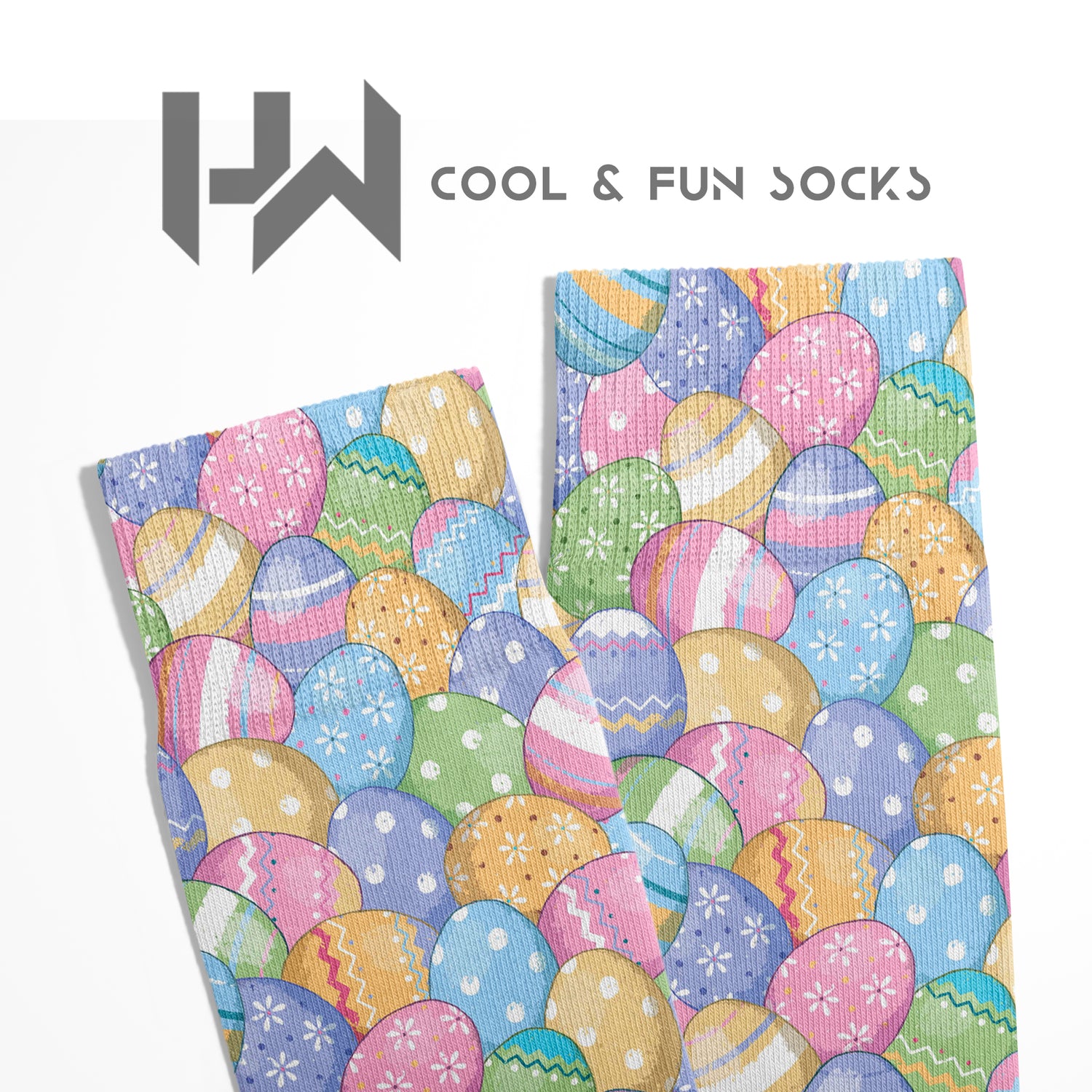 Spring Delight Colorful Egg Patterned Ankle Socks Digital Print Unisex – Breathable Performance Series