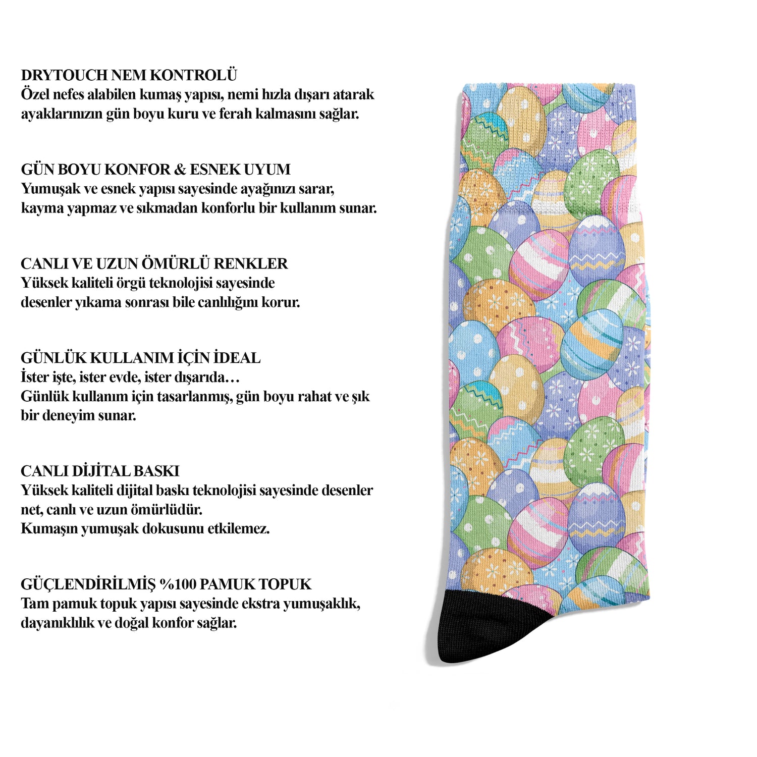 Spring Delight Colorful Egg Patterned Ankle Socks Digital Print Unisex – Breathable Performance Series