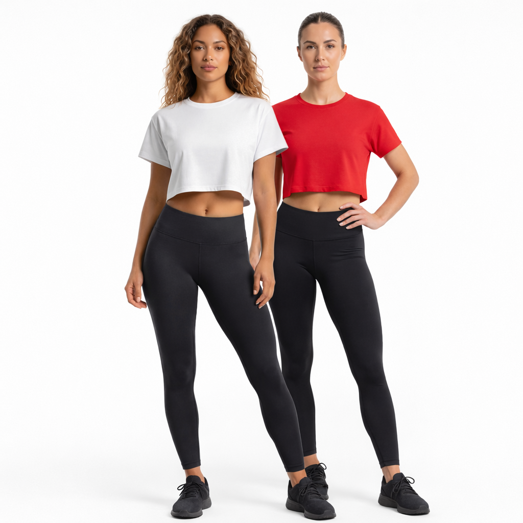 Headwear Oversize Kadın Crop Top 2’li Paket (Beyaz & Kırmızı)