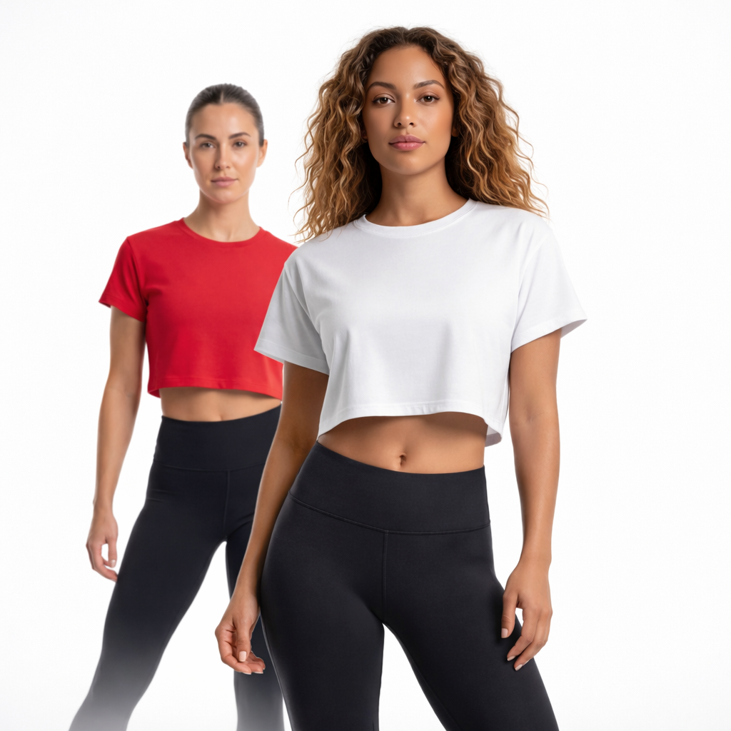 Headwear Oversize Kadın Crop Top 2’li Paket (Beyaz & Kırmızı)