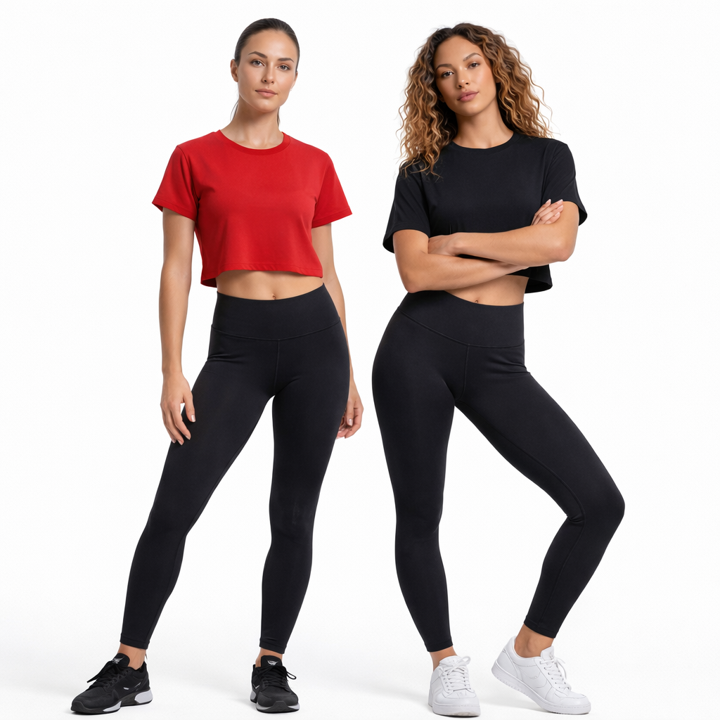 Headwear Oversize Kadın Crop Top 2’li Paket (Kırmızı & Siyah)