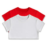 Headwear Oversize Women's Crop Top 2-Pack (White & Red)