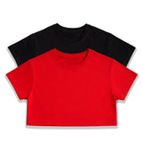 Headwear Oversize Kadın Crop Top 2’li Paket (Kırmızı & Siyah)